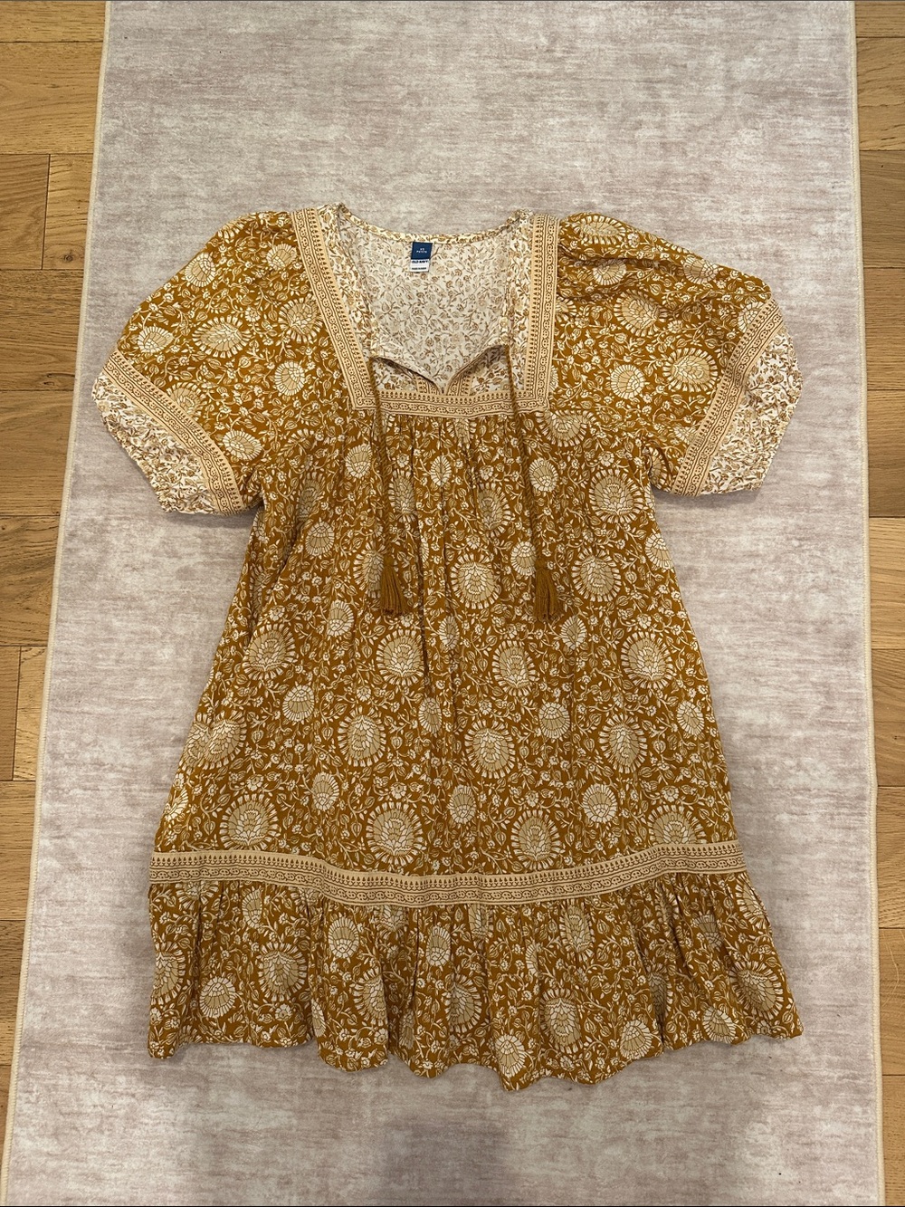 Boho Tassel Dress - Mustard Floral